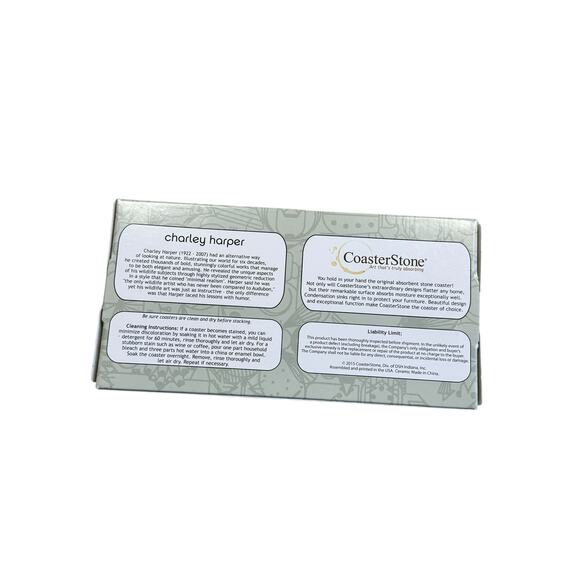 Charley Harper Cardinal Stone Coasters set of 4 with wood stand NEW - Picture 9 of 13